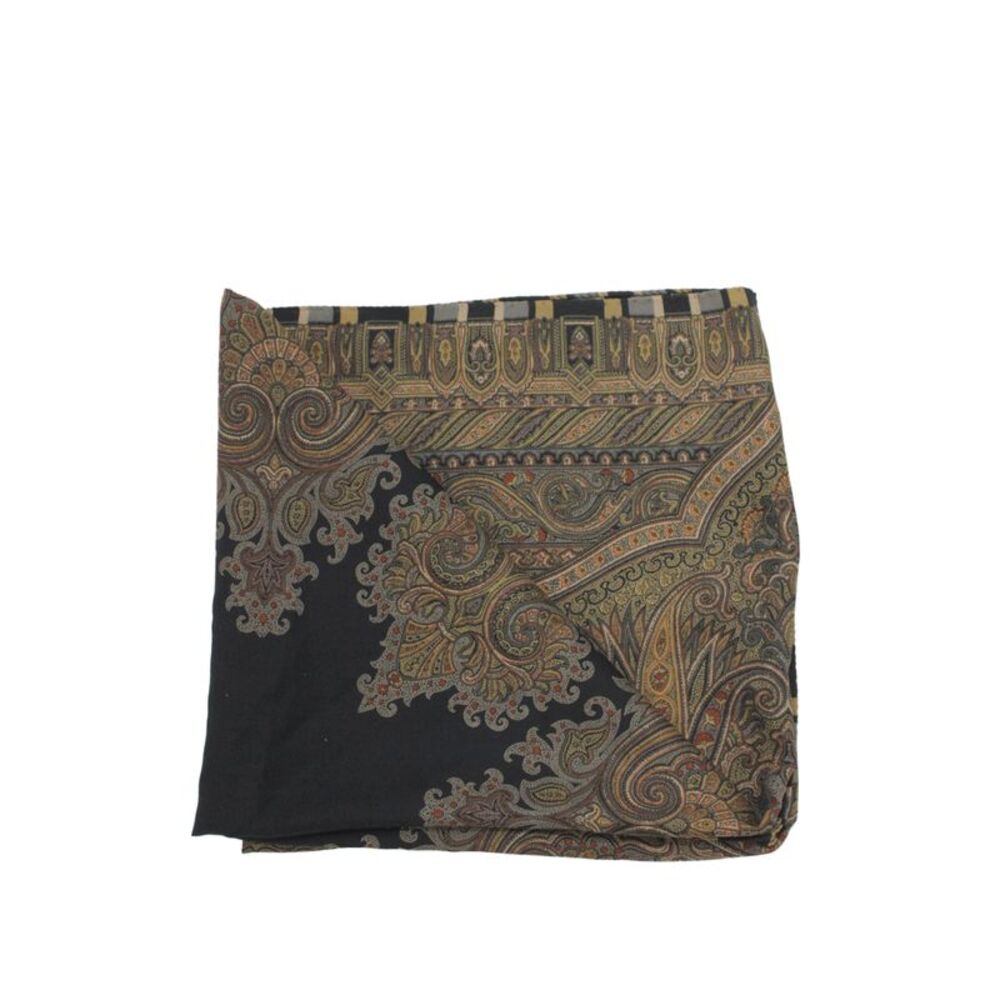 Etro Milano Womens Paisley Print Square Scarf Brown Black Combo 50"x50"